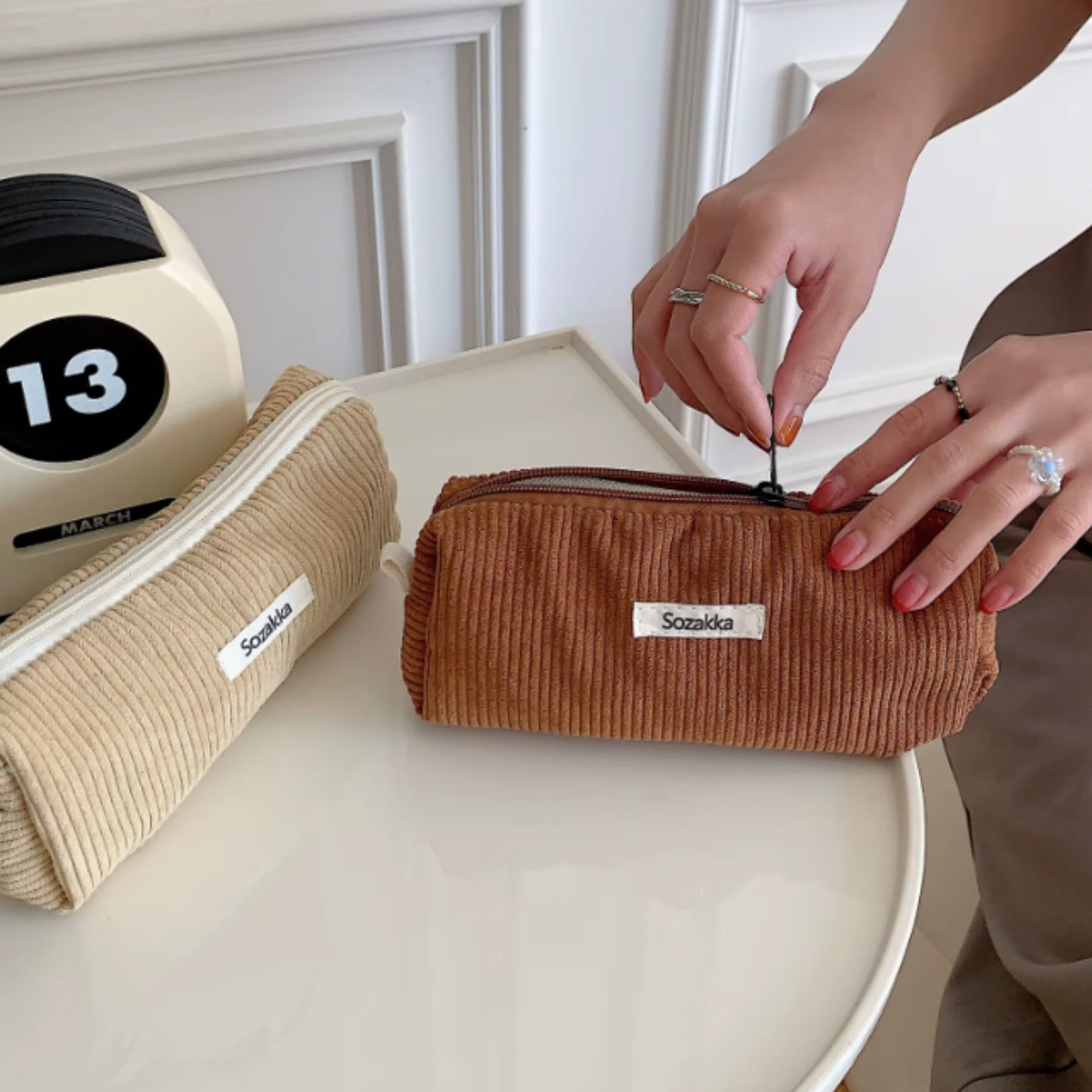 Trousse Rayée - Velours