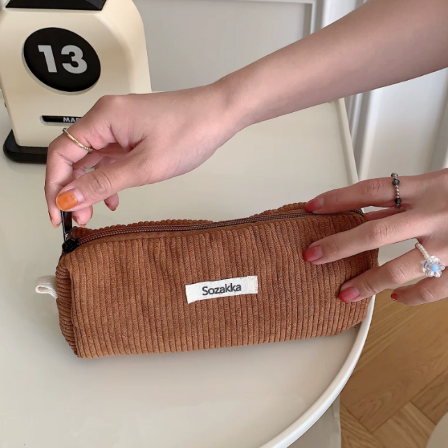 Trousse Rayée - Velours